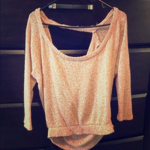 Salmon colored cut out back sweater